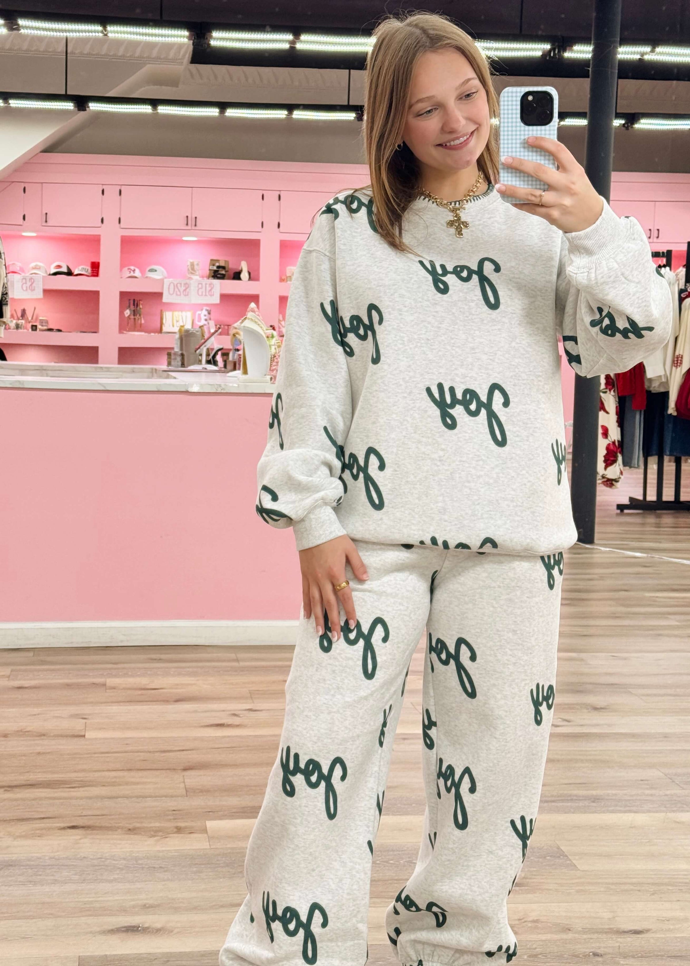 Joy To The World Sweatshirt - Gray/Green