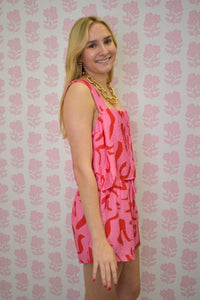 Abstract Print Top & Shorts Set - Pink/Red - MerciGrace BoutiqueSet