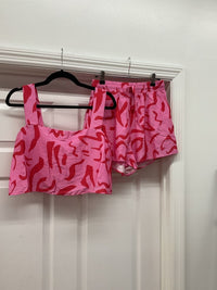 Abstract Print Top & Shorts Set - Pink/Red - MerciGrace BoutiqueSet