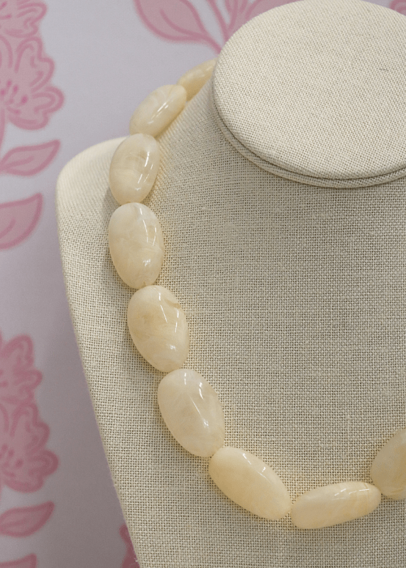 Acrylic Oval Shape Necklace - Ivory - MerciGrace BoutiqueNecklace