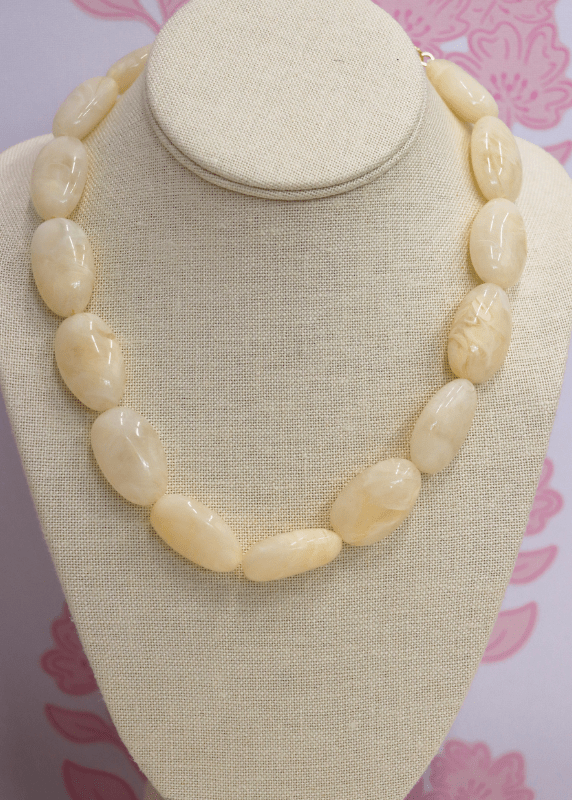 Acrylic Oval Shape Necklace - Ivory