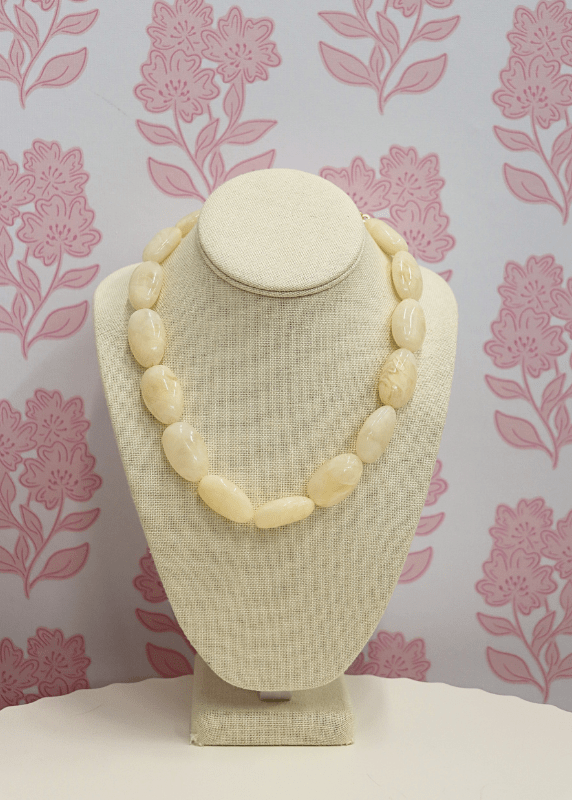 Acrylic Oval Shape Necklace - Ivory - MerciGrace BoutiqueNecklace