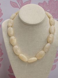 Acrylic Oval Shape Necklace - Ivory - MerciGrace BoutiqueNecklace