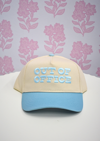 Adjustable snapback closure on Out of Office vintage trucker hat