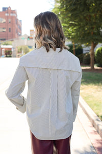 After Hours Striped Button Down - Cream/Striped - MerciGrace BoutiqueTop
