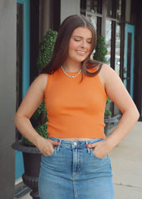 Alexis Knit Tank Sweater - Orange - MerciGrace BoutiqueTop