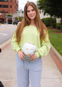 Alina Off Shoulder Cropped Sweatshirt - Lime - MerciGrace BoutiqueSweater