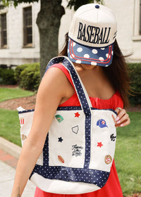 All-American Baseball Hat - Cream/Multi - MerciGrace Boutique