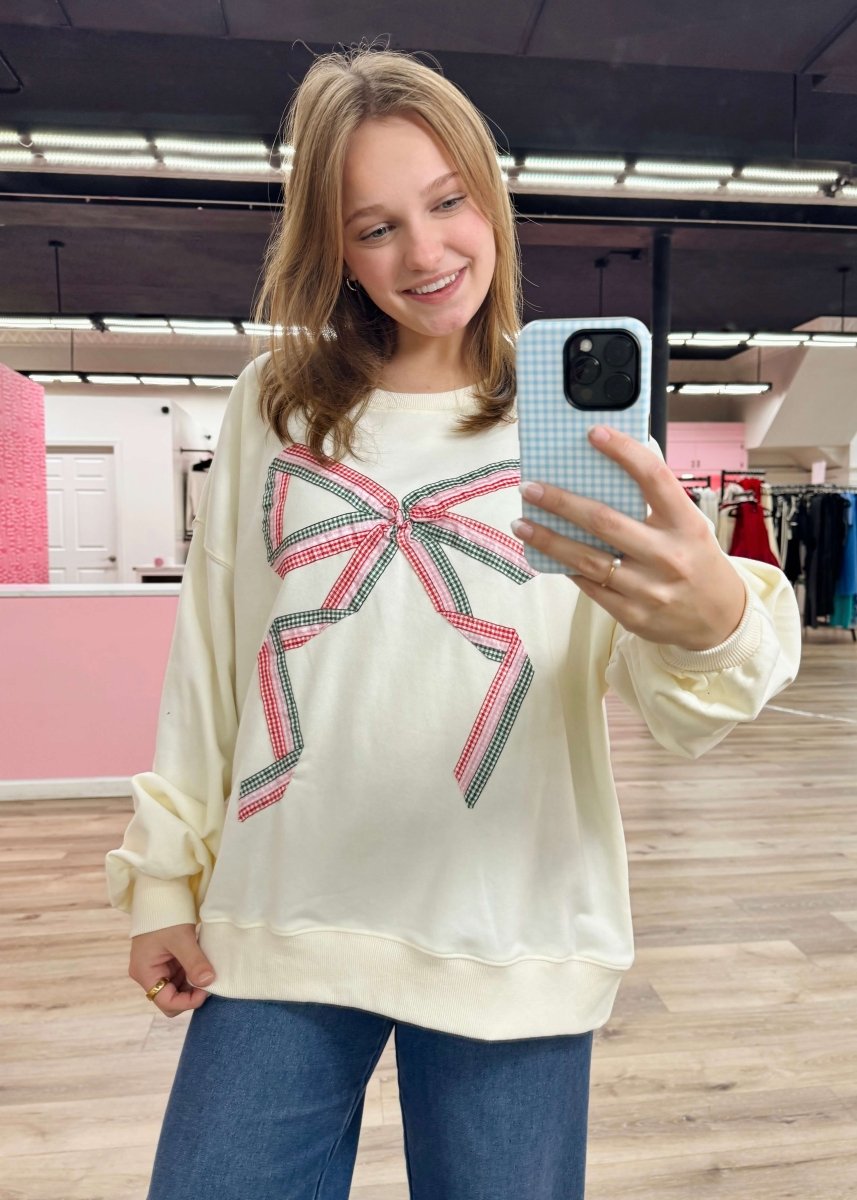 All Wrapped Up Sweatshirt - Cream/Multi - MerciGrace BoutiqueTops