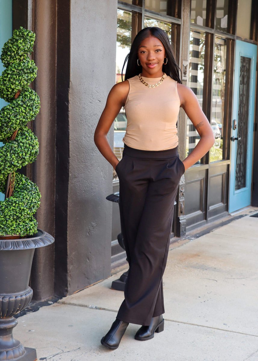 Always A Classic Wide Leg Pant - Black - MerciGrace BoutiquePants