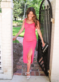 Always Here Midi Dress - Fuchsia - MerciGrace BoutiqueDress