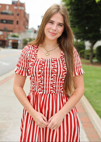 American Charm Midi Dress - Red/White - MerciGrace BoutiqueDress