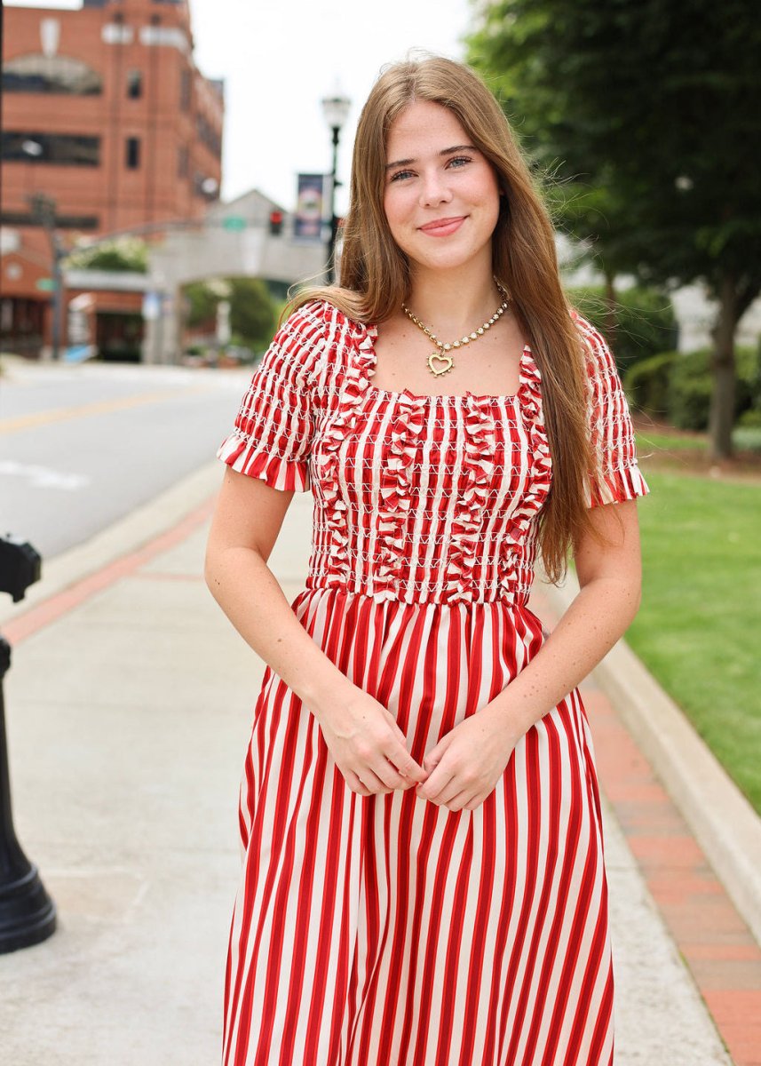 American Charm Midi Dress - Red/White - MerciGrace BoutiqueDress