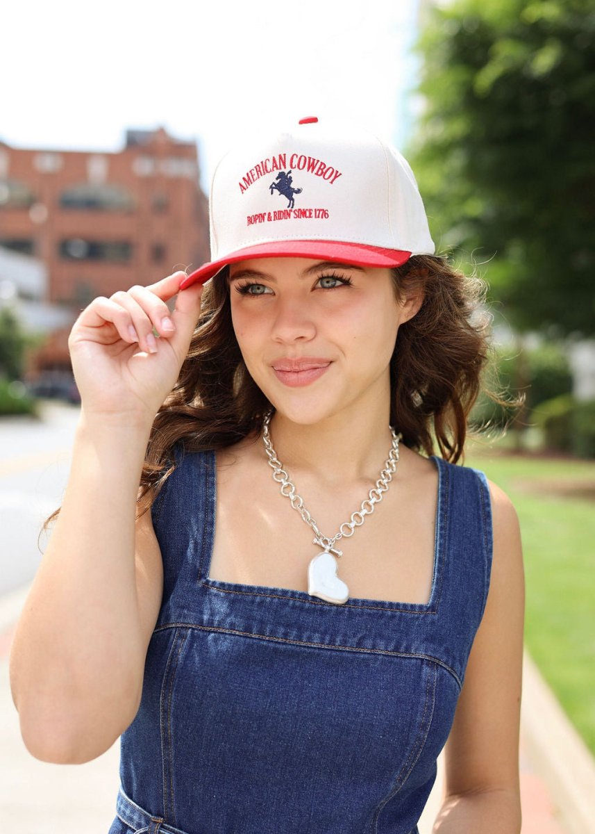 American Cowboy Hat - Red/Natural - MerciGrace BoutiqueHat