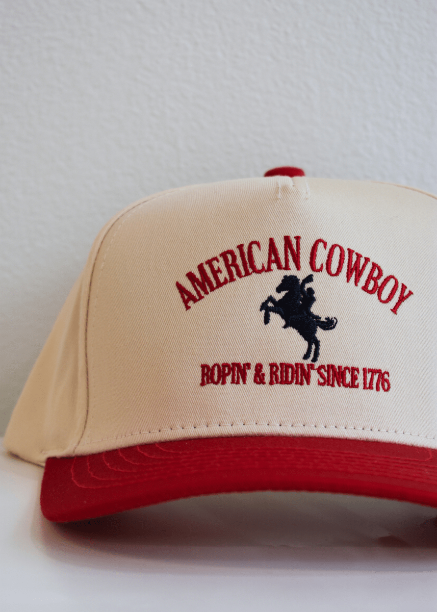 American Cowboy Hat - Red/Natural - MerciGrace BoutiqueHat