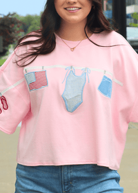 American Summer Clothesline Boxy T-Shirt - MerciGrace BoutiqueTop