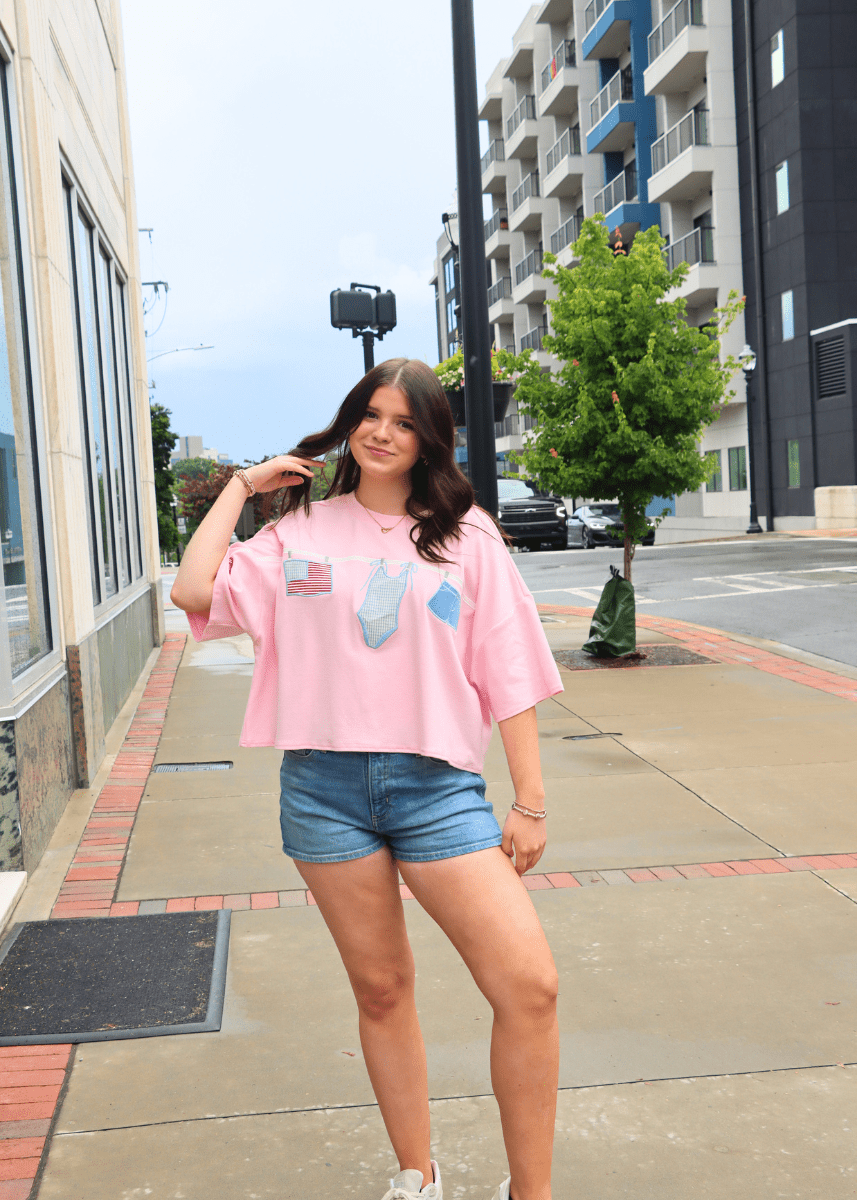 American Summer Clothesline Boxy T-Shirt - MerciGrace BoutiqueTop