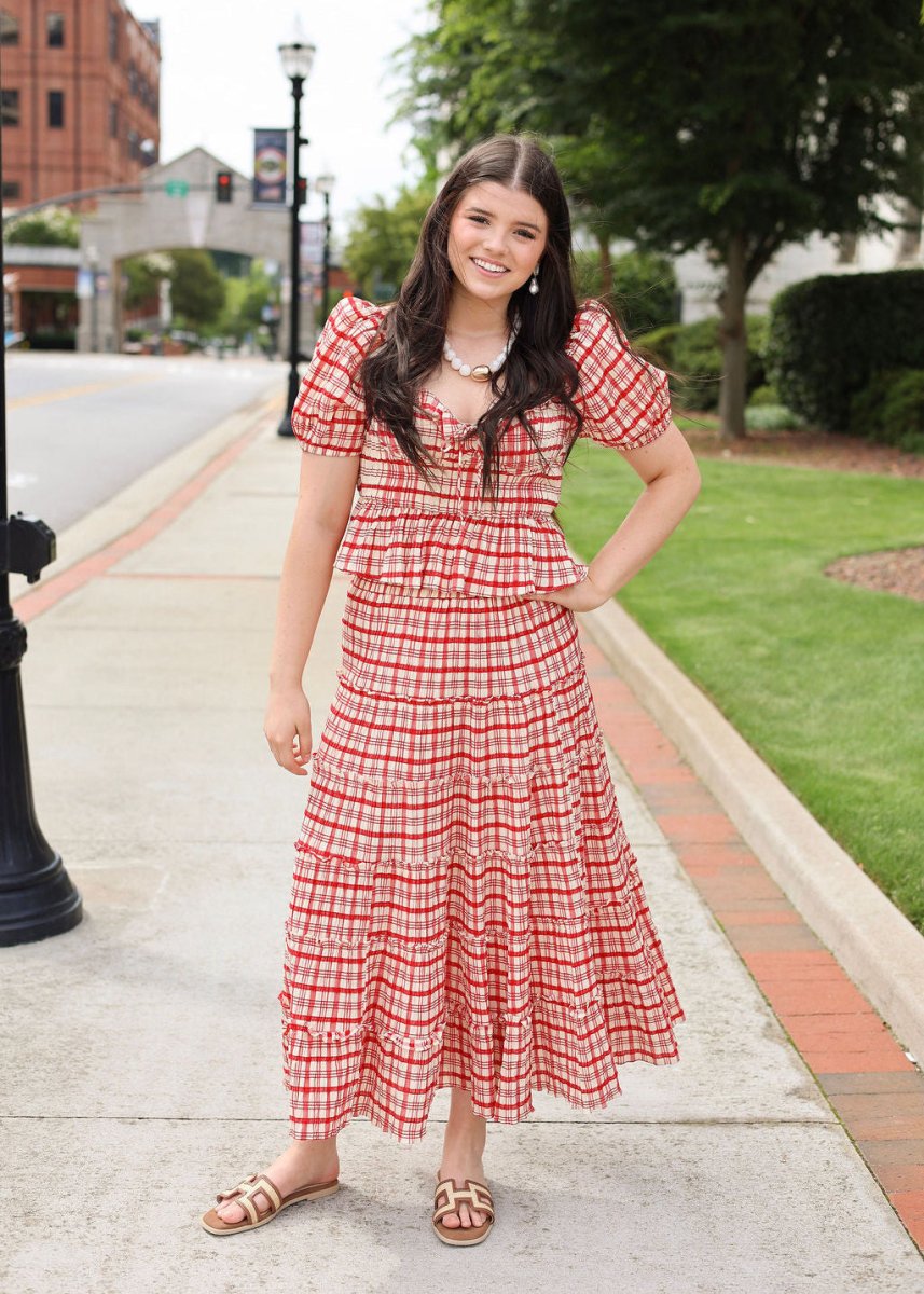 Americana Sweetheart Maxi Skirt - Red