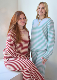 Cozy striped sweater and pants set with relaxed fit in two colors