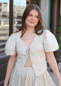 Aria Linen Blouse - Natural - MerciGrace BoutiqueTop