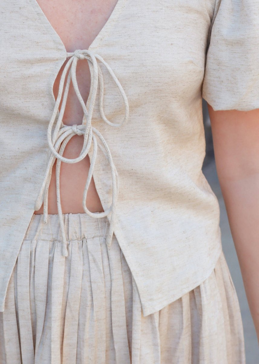 Aria Linen Blouse - Natural - MerciGrace BoutiqueTop