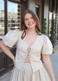 Aria Linen Blouse - Natural - MerciGrace BoutiqueTop