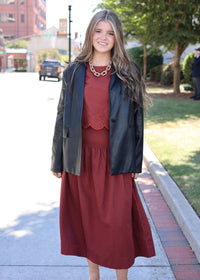 Autumn in Paris Midi Skirt - Rust - MerciGrace BoutiqueSkirt
