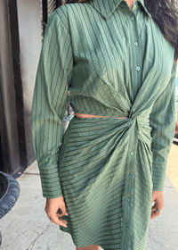Avena Stripe Shirt Dress - Olive - MerciGrace BoutiqueDress