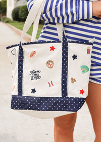 Ballpark Large Tote - Navy/Multi - MerciGrace BoutiqueTop