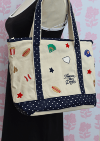 Ballpark Large Tote - Navy/Multi - MerciGrace BoutiqueTop