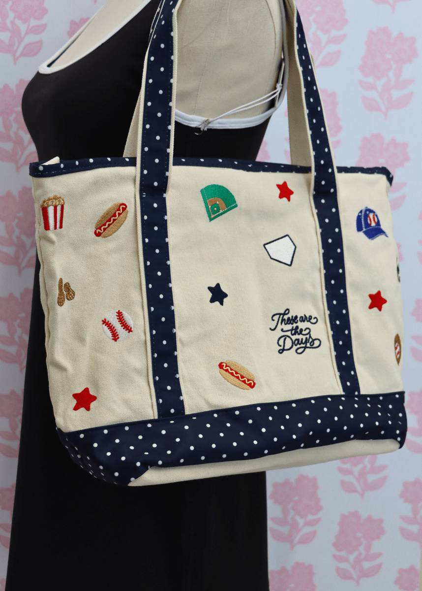 Ballpark Large Tote - Navy/Multi - MerciGrace BoutiqueTop