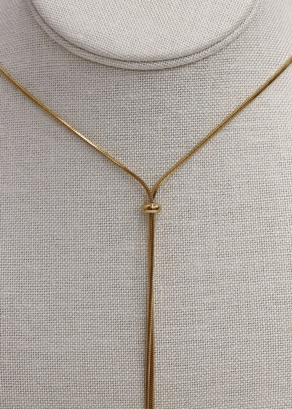 Bar End Long Chain Bolo Necklace - Gold - MerciGrace BoutiqueNecklace