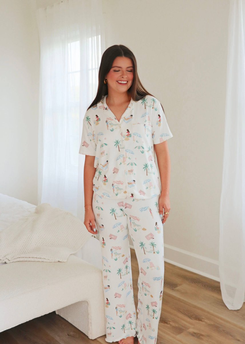 Beach Days PJ Top - Bone - MerciGrace BoutiqueTop