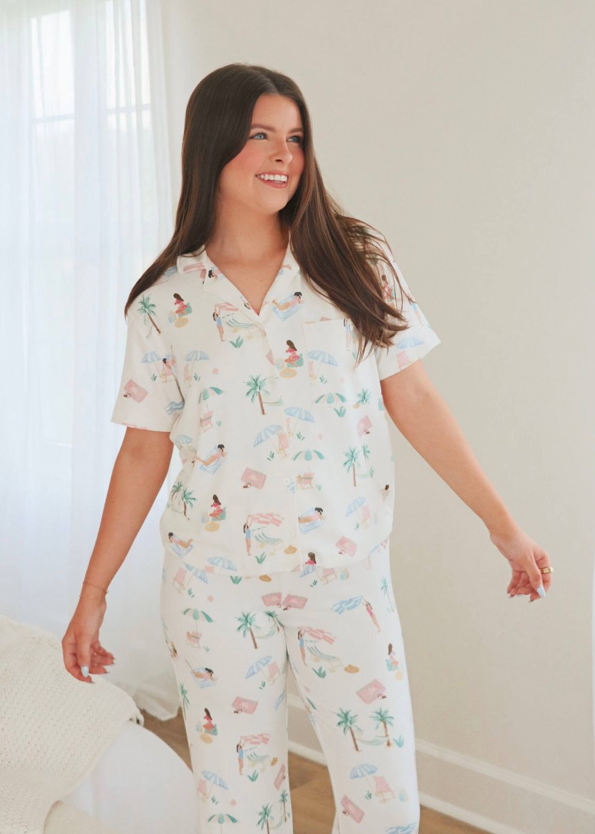 Beach Days PJ Top - Bone - MerciGrace BoutiqueTop