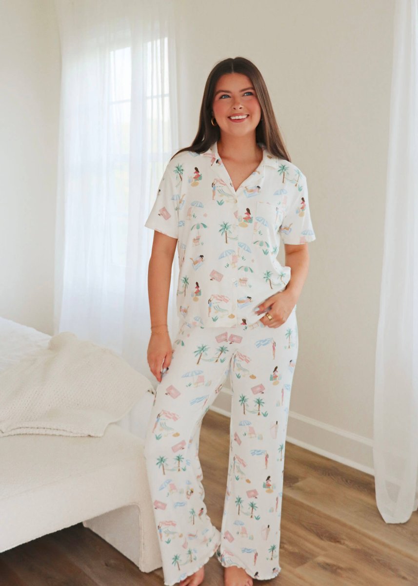 Beach Days PJ Top - Bone - MerciGrace BoutiqueTop