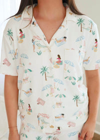 Beach Days PJ Top - Bone - MerciGrace BoutiqueTop