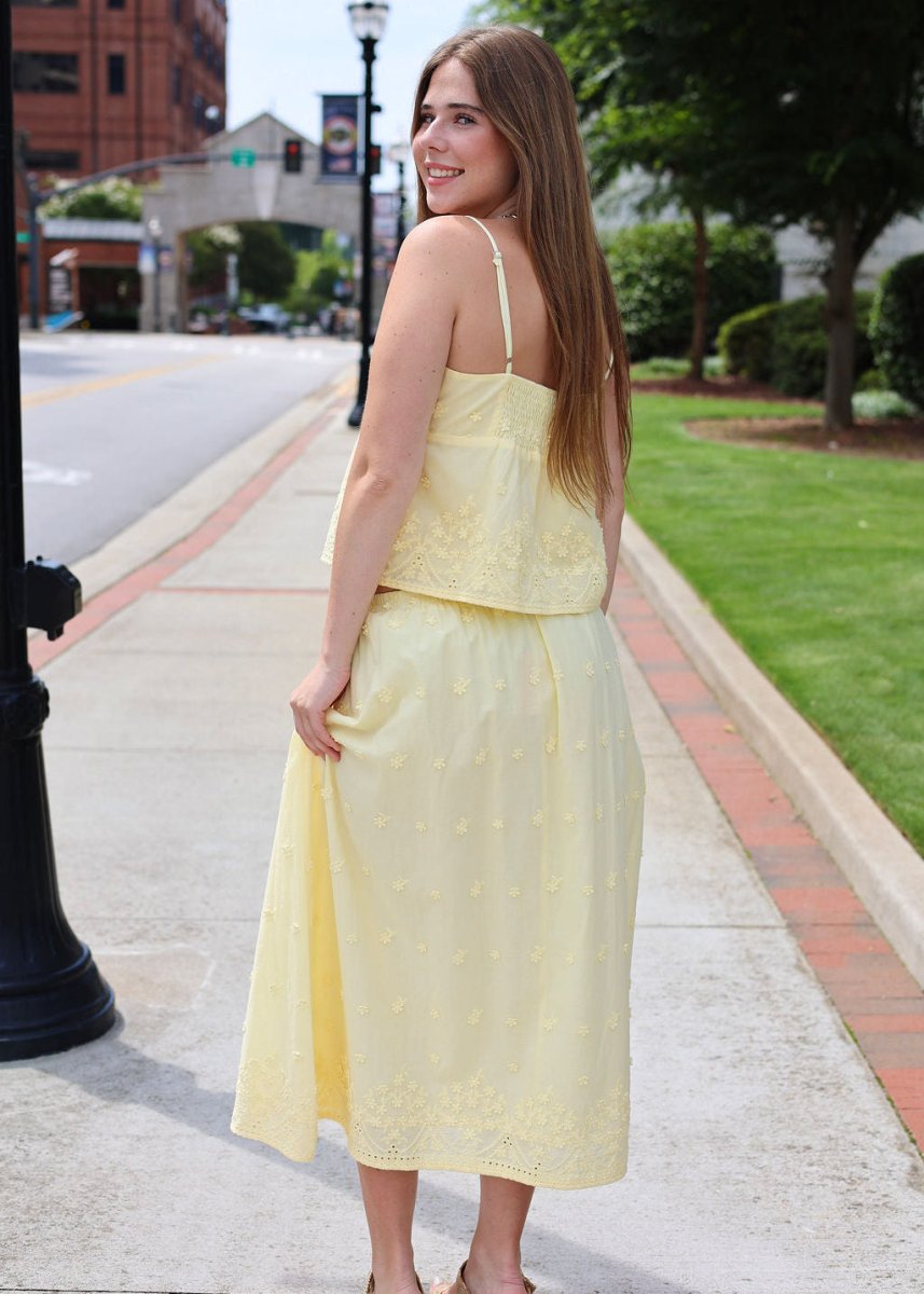 Beach Glass Embroidered Maxi Skirt - Yellow - MerciGrace BoutiqueSkirt