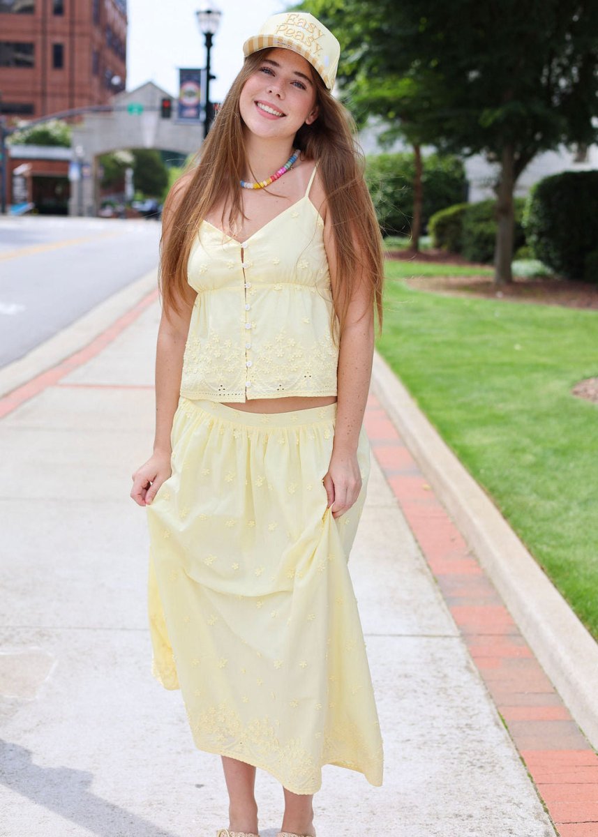 Beach Glass Embroidered Maxi Skirt - Yellow - MerciGrace BoutiqueSkirt
