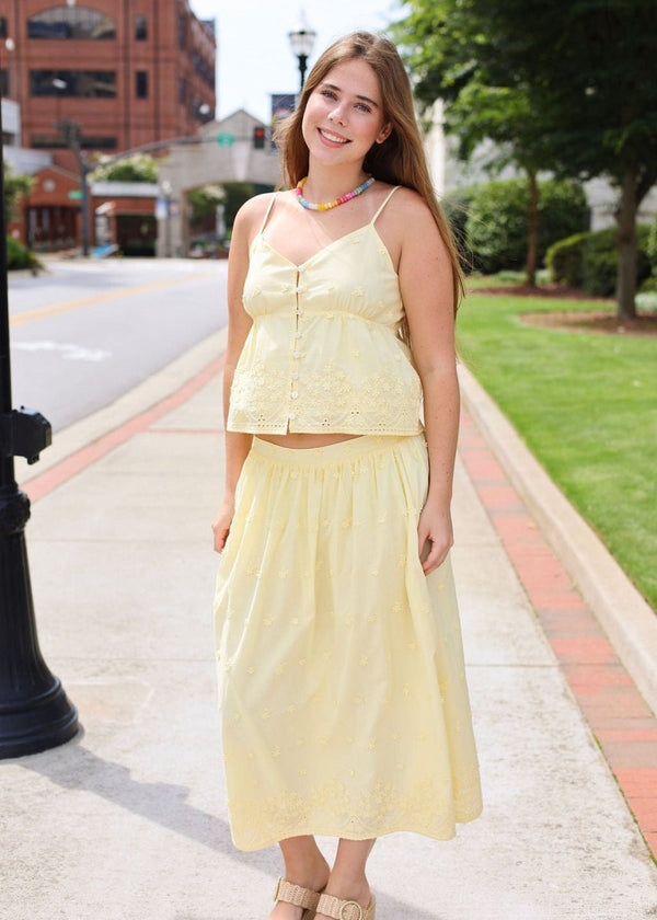 Beach Glass Embroidered Maxi Skirt - Yellow - MerciGrace BoutiqueSkirt