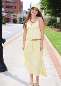 Beach Glass Embroidered Tank - Yellow - MerciGrace BoutiqueTop