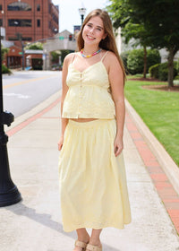 Beach Glass Embroidered Tank - Yellow - MerciGrace BoutiqueTop