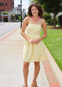 Beachglass Embroidered Mini Dress - Yellow - MerciGrace BoutiqueDress