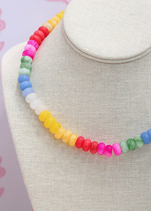 Beads Color Semi Stone Necklace - Lt. Multi - MerciGrace BoutiqueNecklace
