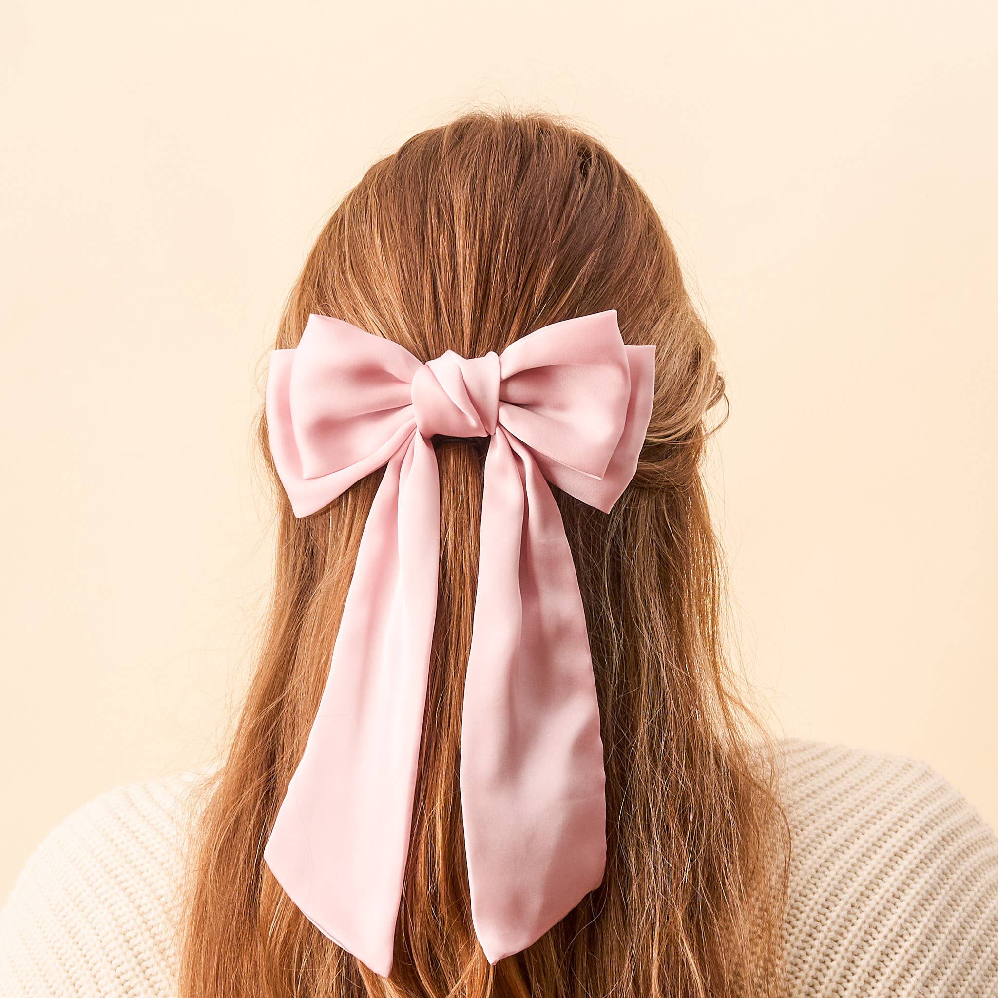 Satin Hair Bow- Blush