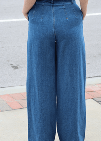 Belt Detail High Rise Pants - Denim - MerciGrace BoutiquePants