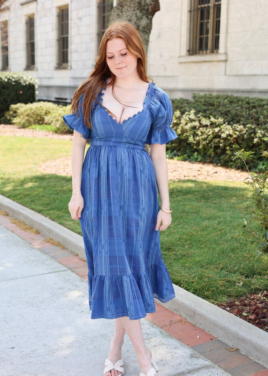 Betsey Midi Dress - Marine Blue - MerciGrace BoutiqueDress