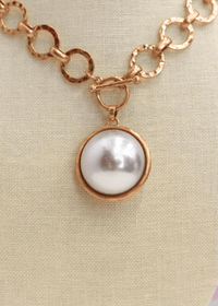 Big Pearl Dome Pendant Necklace - Gold - MerciGrace BoutiqueNecklace