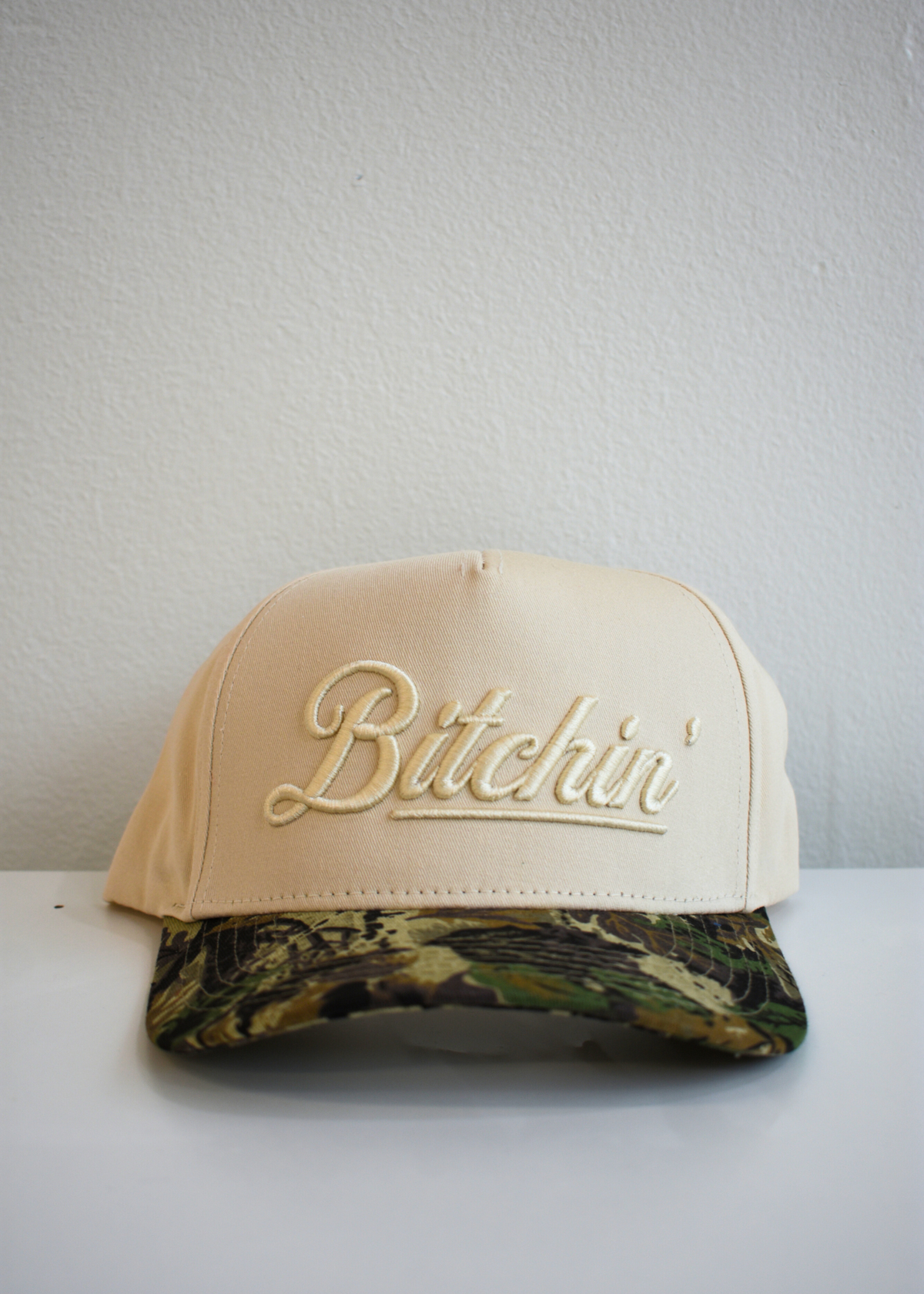 Bitchin' 3D Vintage Trucker Hat - Camo/Natural