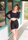 In Between The Lines Biker Shorts - Black Shorts MerciGrace Boutique.