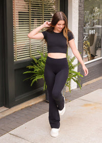 On The Run Cropped Tee - Black Tops MerciGrace Boutique.